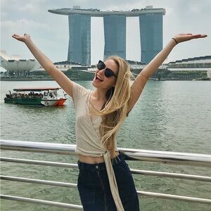 Urban Outfitters Taupe Ribbed Wrap Tie Crop Top